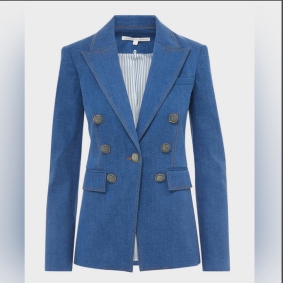NEW! Veronica Beard Naira Denim Dickey Blazer, Jacket Size 0 - Picture 1 of 15